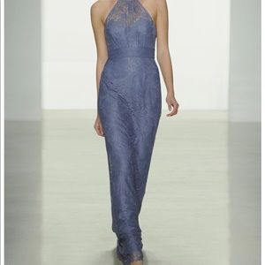 Amsale Slate Lace Bridesmaid dress
